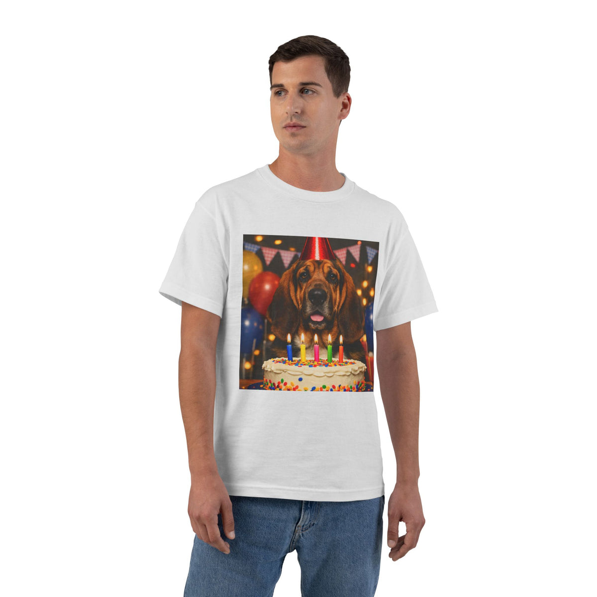 Birthday Buddy Bloodhound Men's Short-Sleeve Crewneck Tee