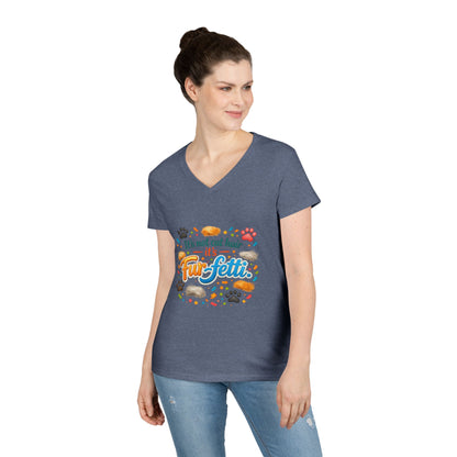 Fur-Fetti Cat Women's V-Neck Tee