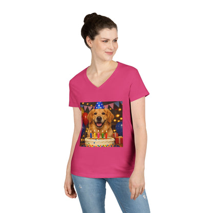 Birthday Buddy Golden Women's V-Neck Tee