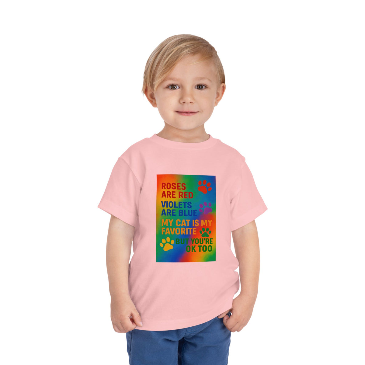 Roses Are Red Cat Toddler Unisex Short Sleeve Crewneck Tee