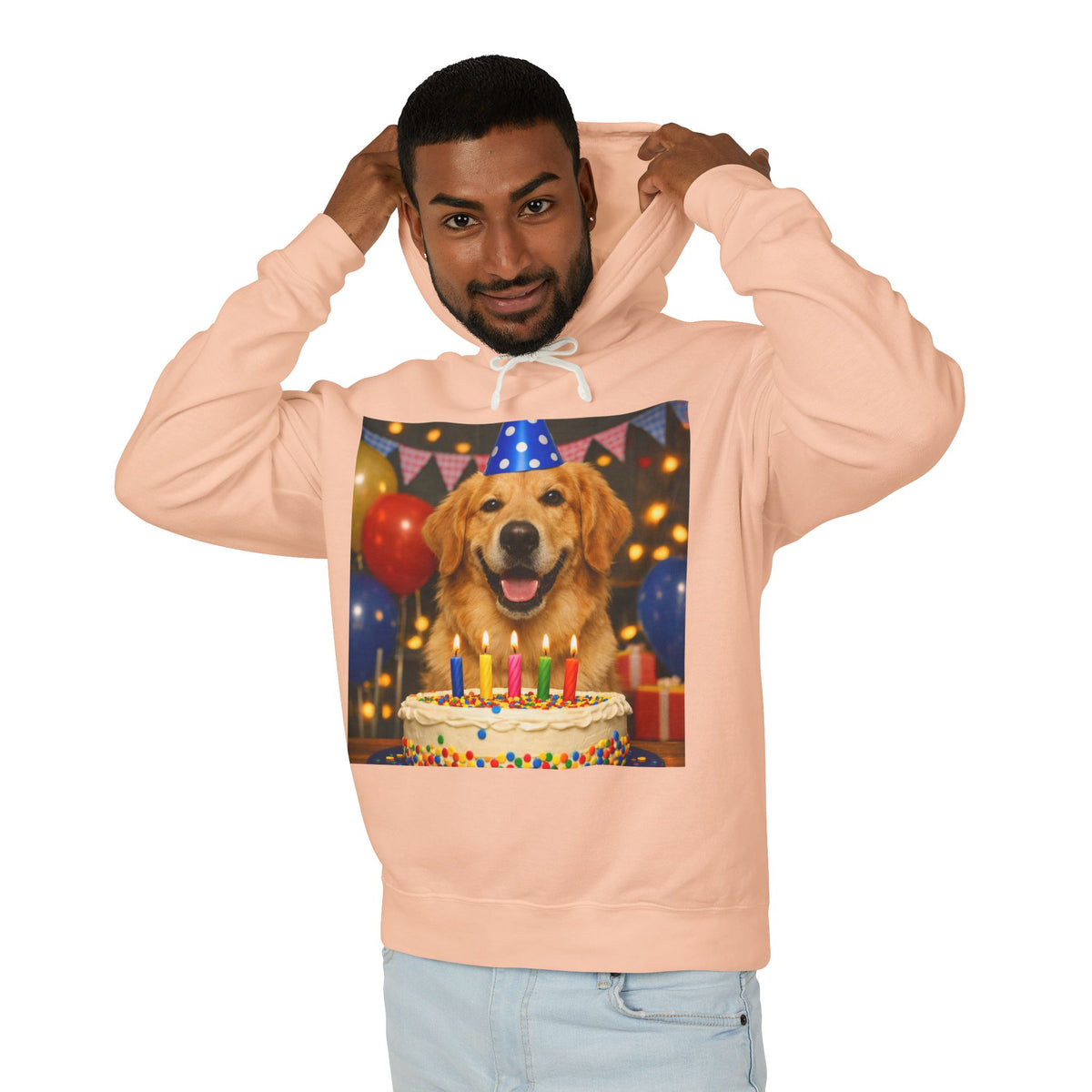 Birthday Buddy Golden Unisex Lightweight Hoodie