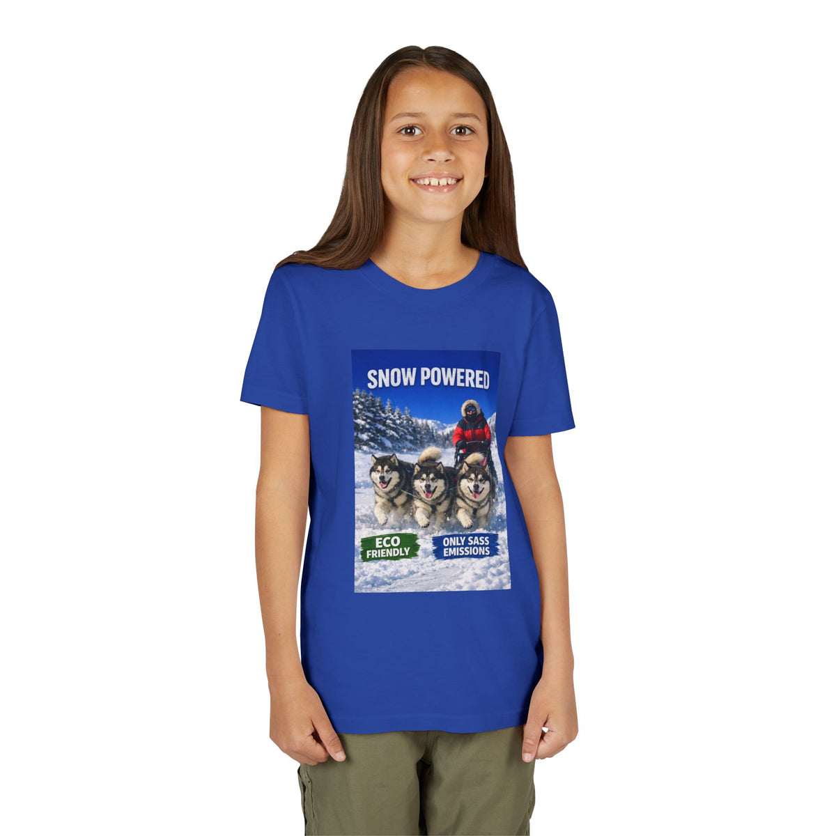 Snow Powered Youth Unisex Short Sleeve Crewneck Tee