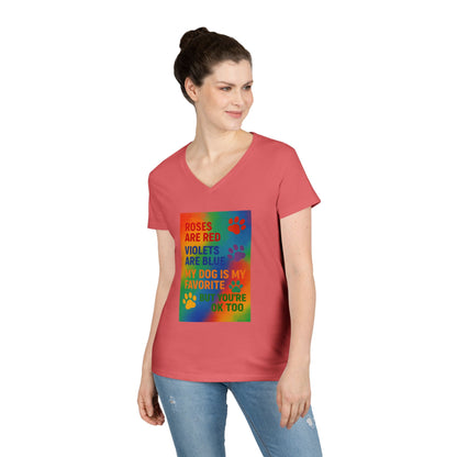 Roses Are Red Dog Women's V-Neck Tee