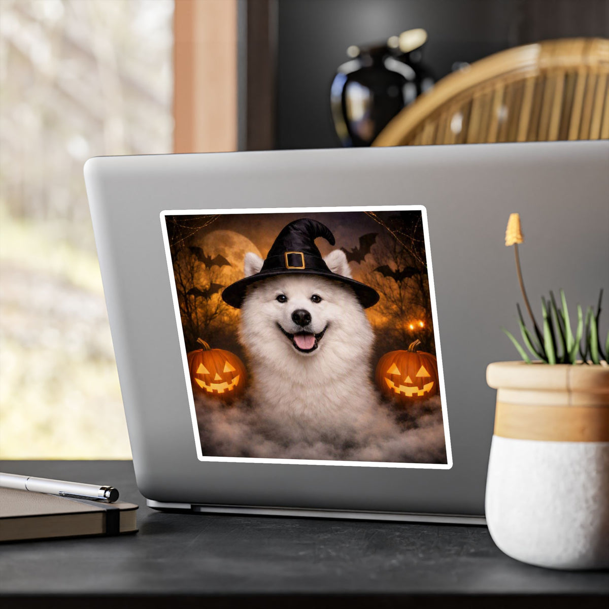 Witch Hat Pack Samoyed Vinyl Decal