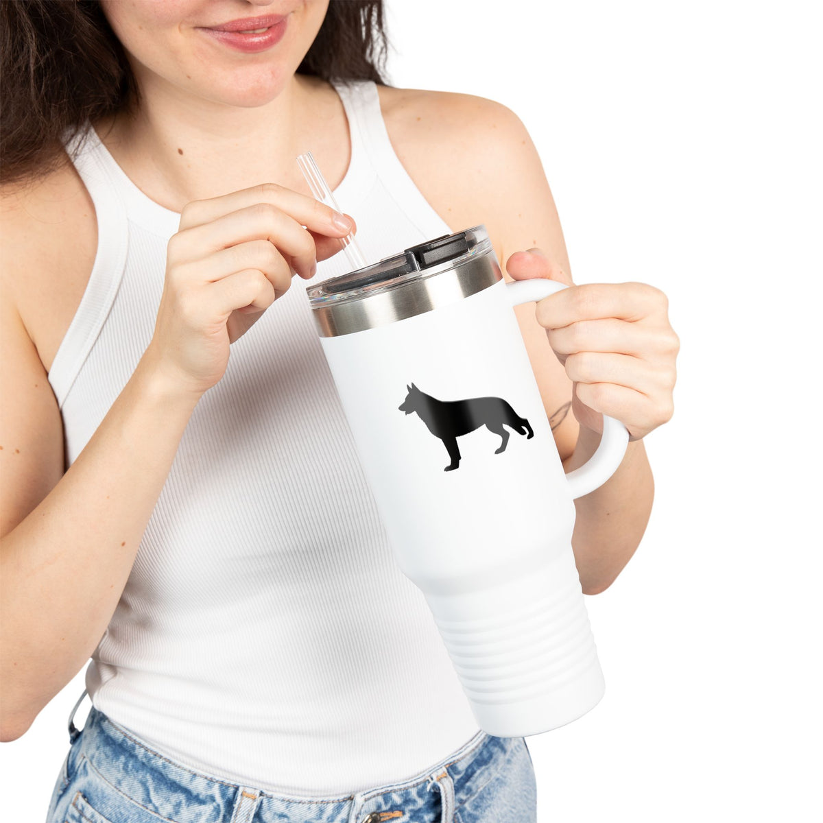 German Shepherd Silhouette Insulated Travel Mug