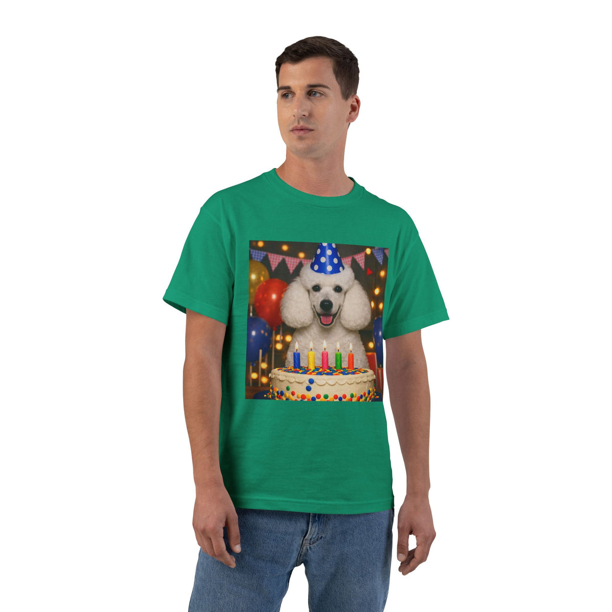Birthday Buddy Poodle Men's Short-Sleeve Crewneck Tee