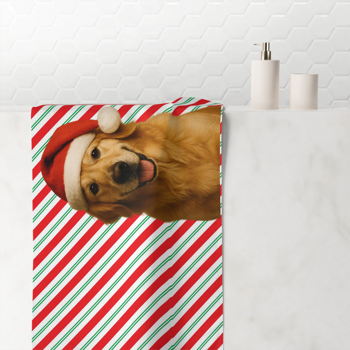Santa Paws Poodle Mink-Cotton  Beach Towel