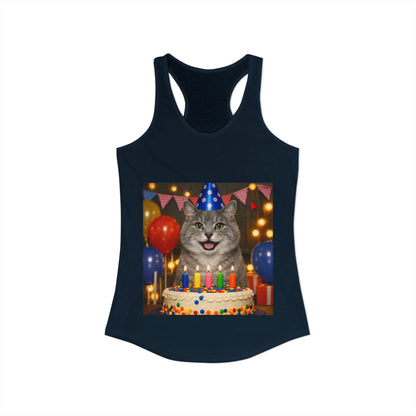 Birthday Buddy Cat Women's Racerback Tank