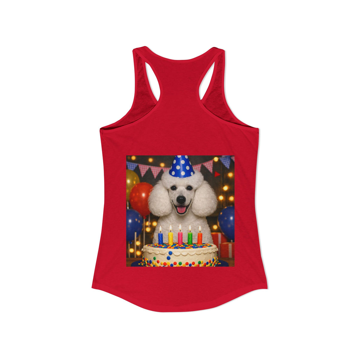 Birthday Buddy Poodle Women's Racerback Tank