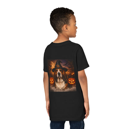 Witch Hat Pack Basset Youth Unisex Short Sleeve Crewneck Tee