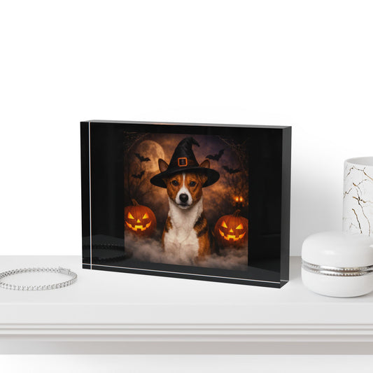 Witch Hat Pack Basenji Acrylic Photo Block