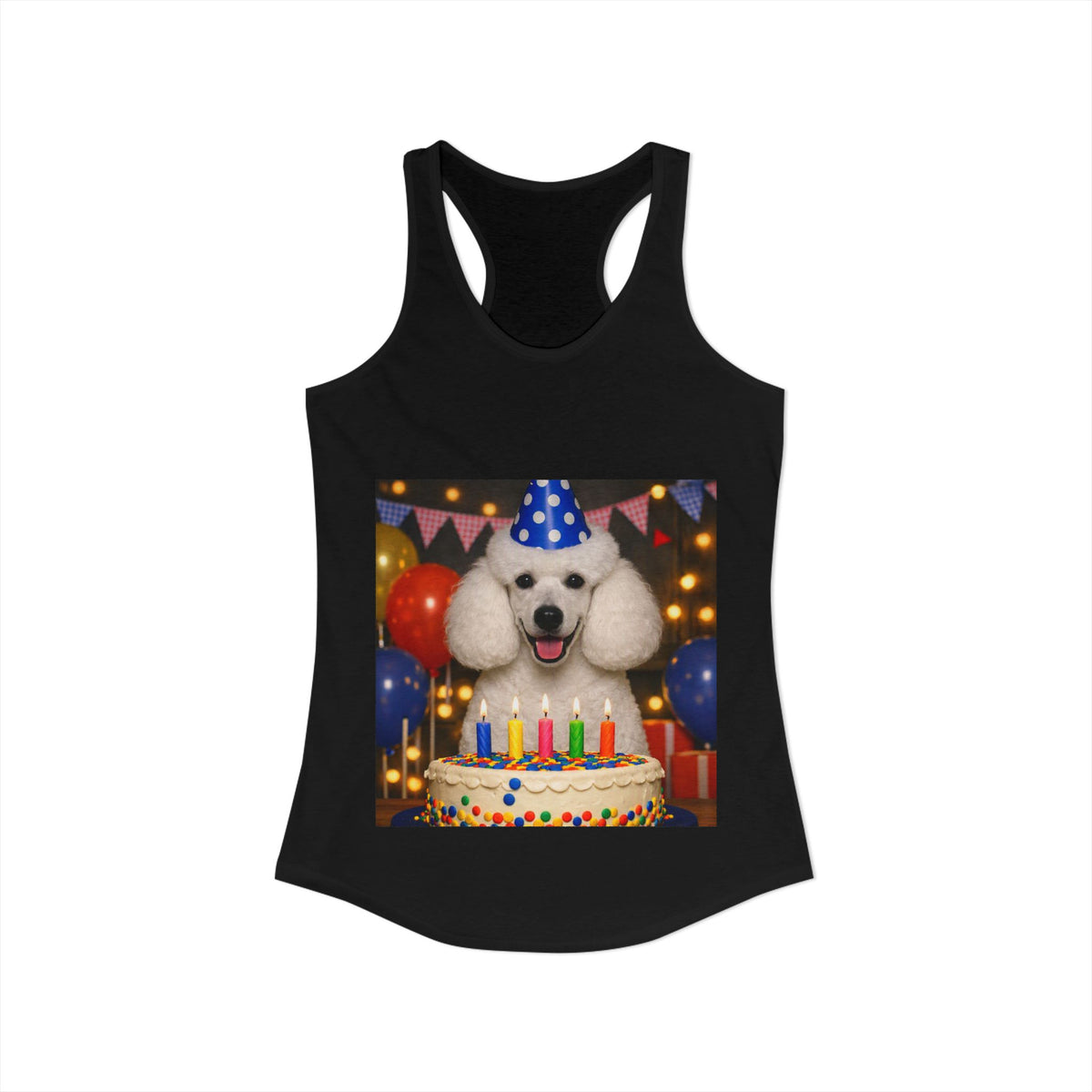 Birthday Buddy Poodle Women's Racerback Tank