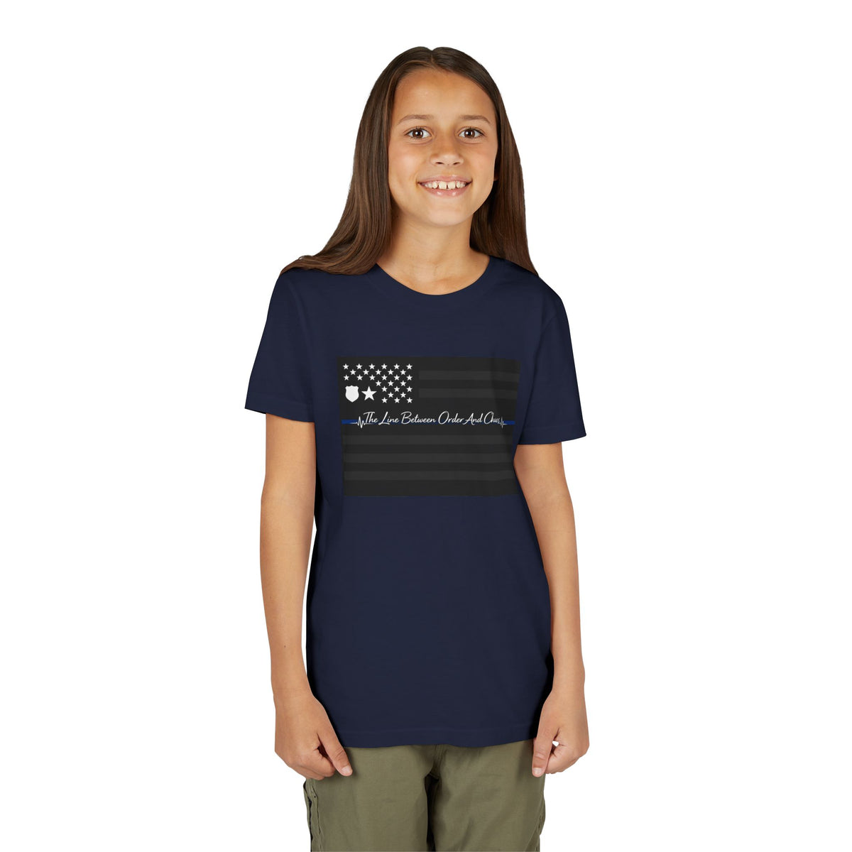 Thin Blue Line Youth Unisex Short Sleeve Crewneck Tee