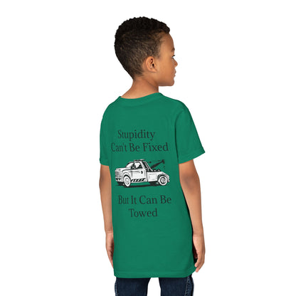 Stupidity Wheel Lift Tow Truck Youth Unisex Short Sleeve Crewneck Tee