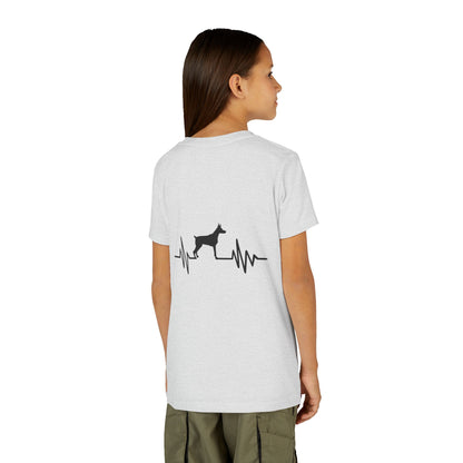 My Heart Beats For Dobermans Youth Unisex Short Sleeve Crewneck Tee