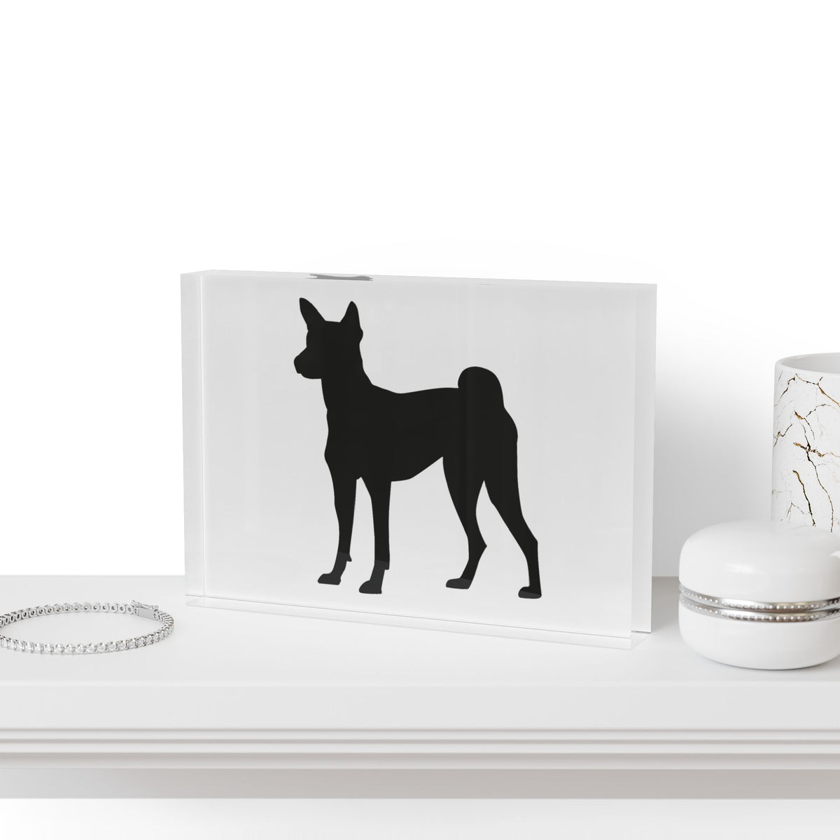 Basenji Silhouette Acrylic Photo Block