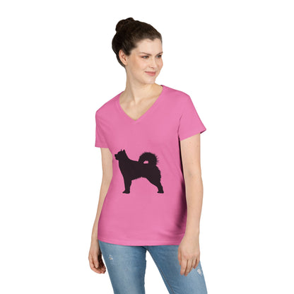 Malamute Silhouette Women's V-Neck Tee