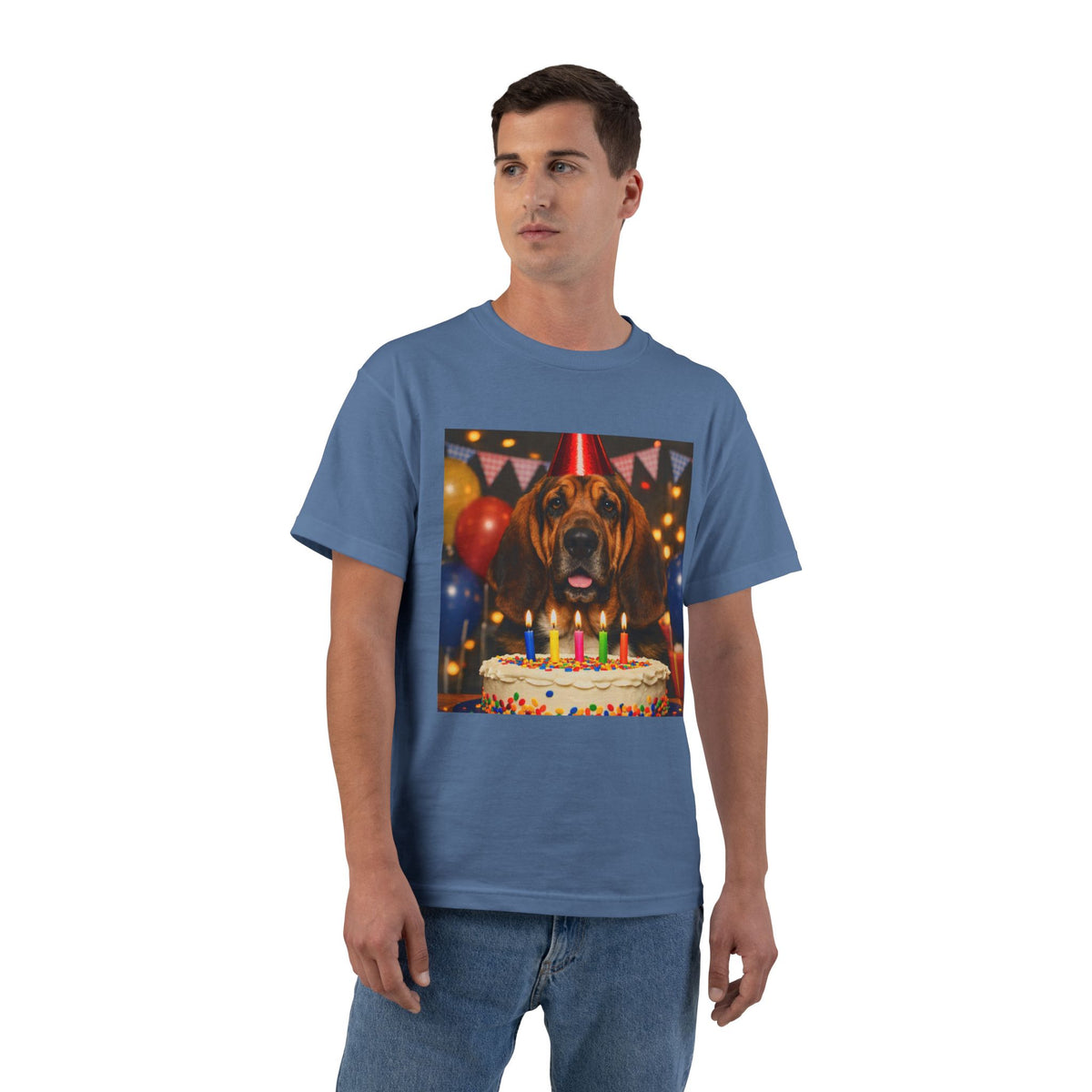Birthday Buddy Bloodhound Men's Short-Sleeve Crewneck Tee