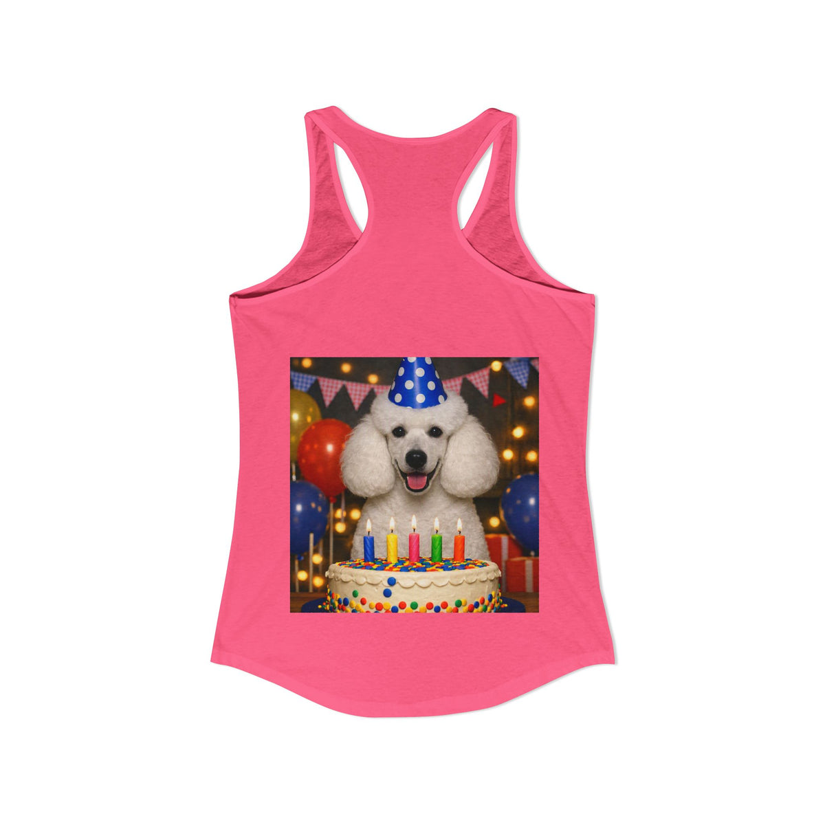 Birthday Buddy Poodle Women's Racerback Tank