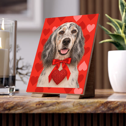 Cupid's Companion English Setter Ceramic Photo Tile