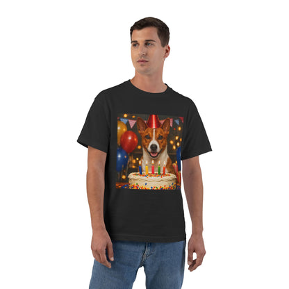 Birthday Buddy Basenji Men's Short-Sleeve Crewneck Tee