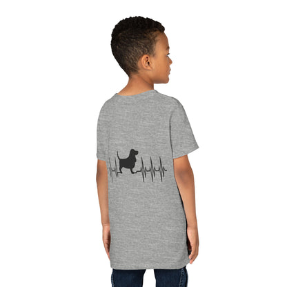 My Heart Beats For Bassets Youth Unisex Short Sleeve Crewneck Tee