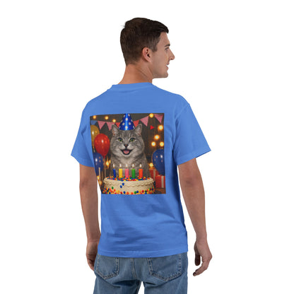 Birthday Buddy Cat Men's Short-Sleeve Crewneck Tee