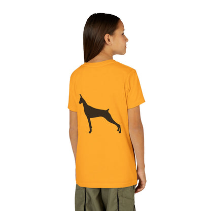 Doberman Silhouette Youth Unisex Short Sleeve Crewneck Tee