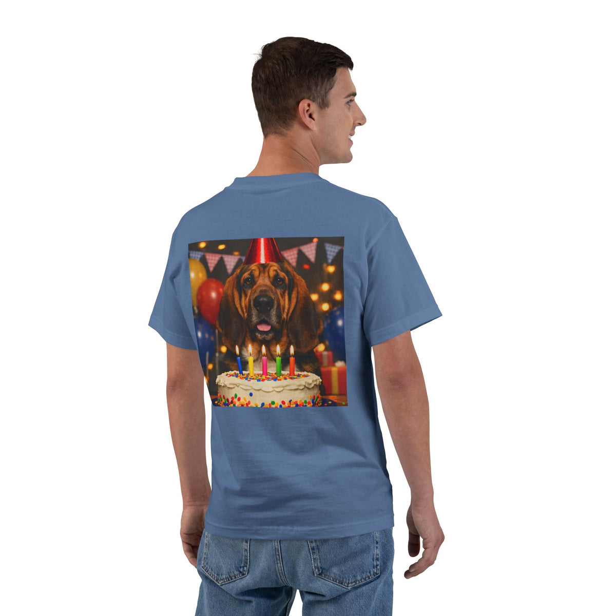 Birthday Buddy Bloodhound Men's Short-Sleeve Crewneck Tee