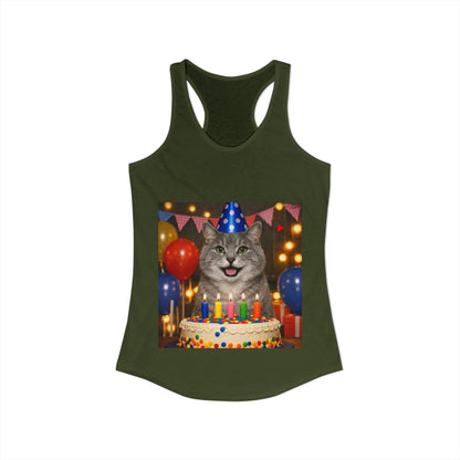 Birthday Buddy Cat Women's Racerback Tank