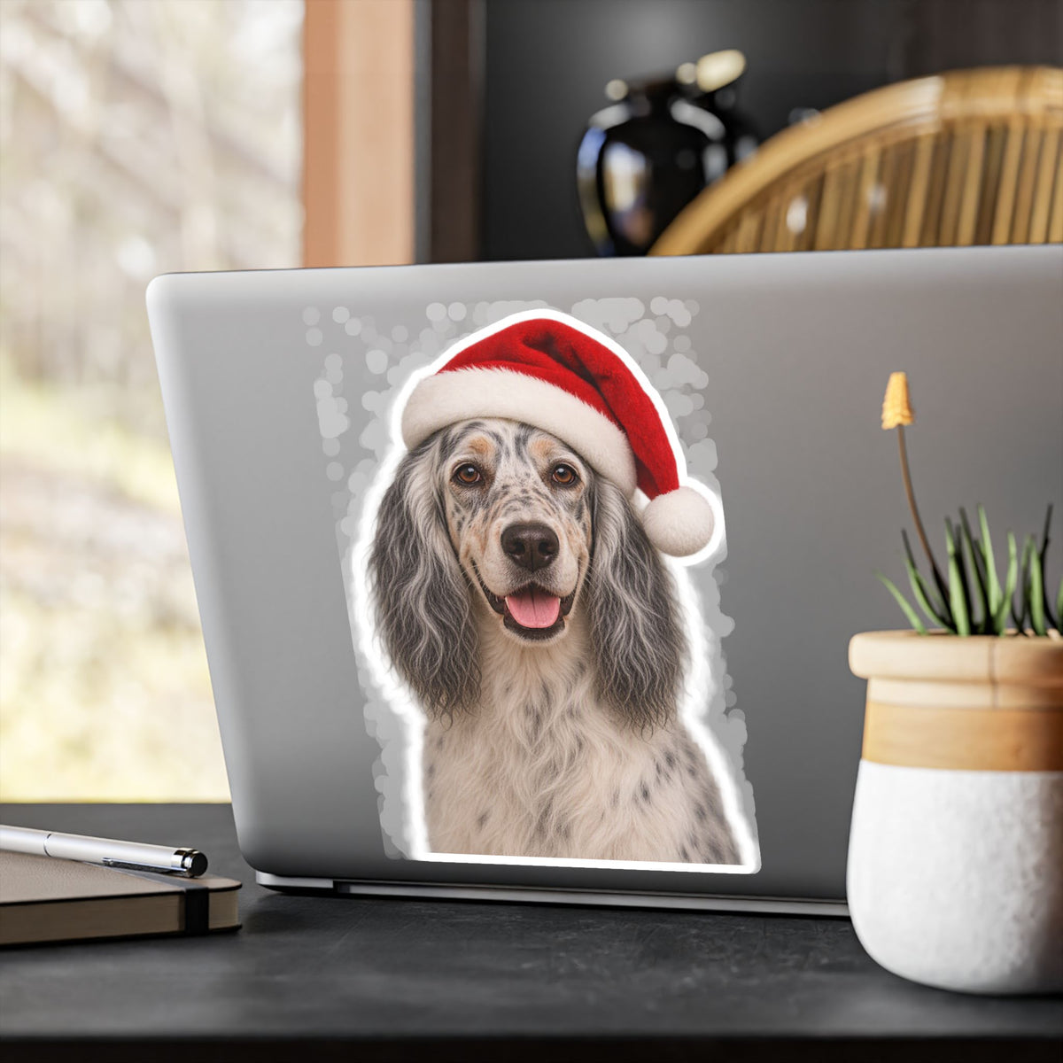 Santa Paws English Setter Vinyl Decal