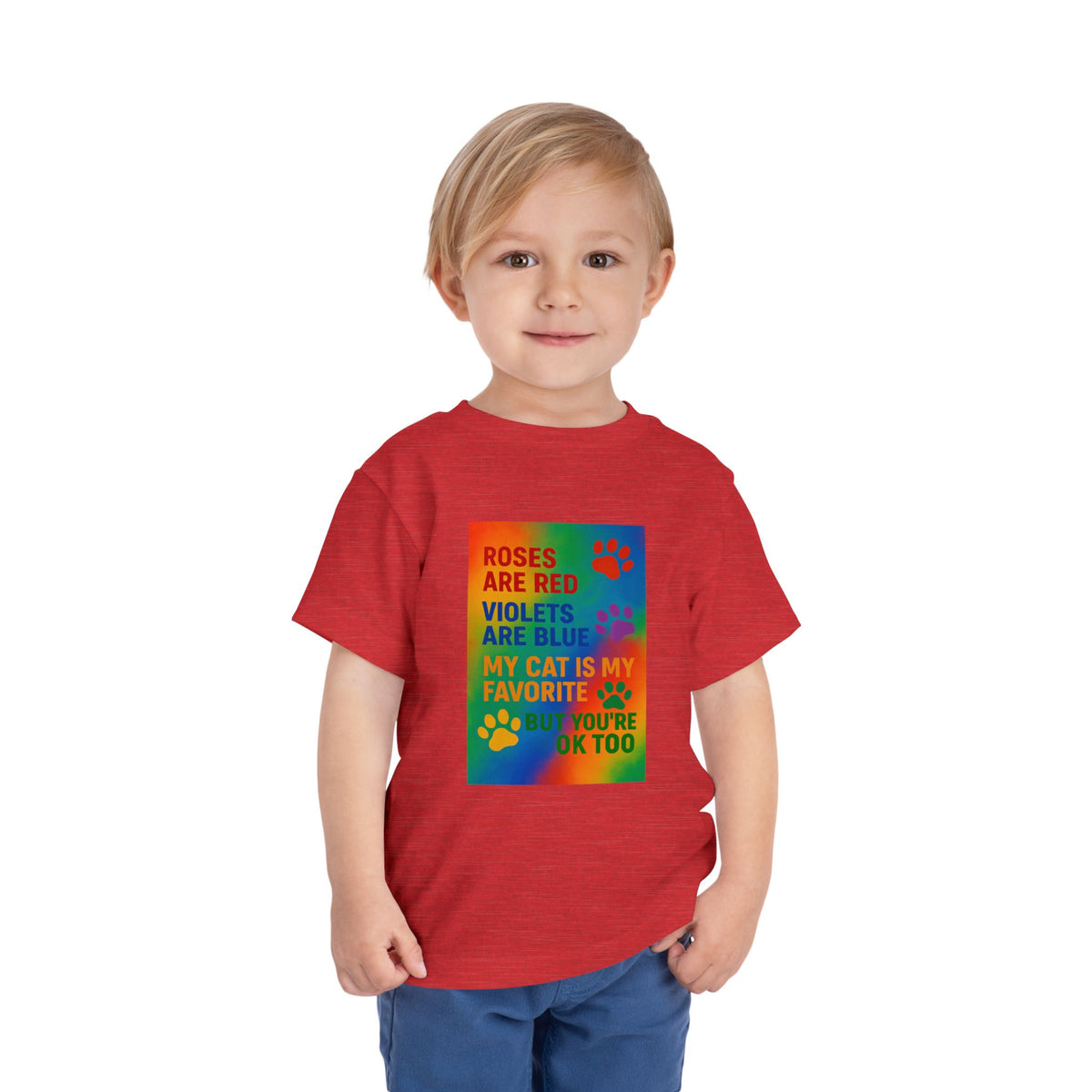 Roses Are Red Cat Toddler Unisex Short Sleeve Crewneck Tee
