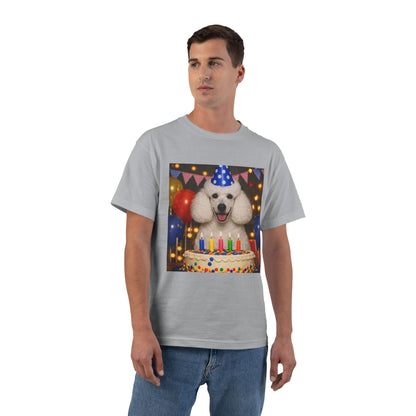 Birthday Buddy Poodle Men's Short-Sleeve Crewneck Tee