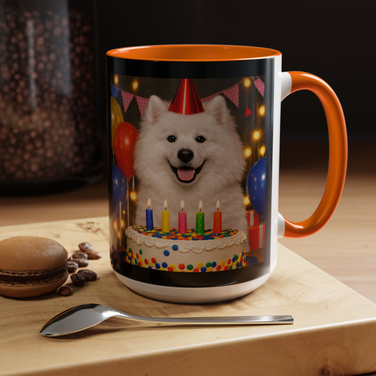 Birthday Buddy Samoyed 2-Tone Coffee Mug