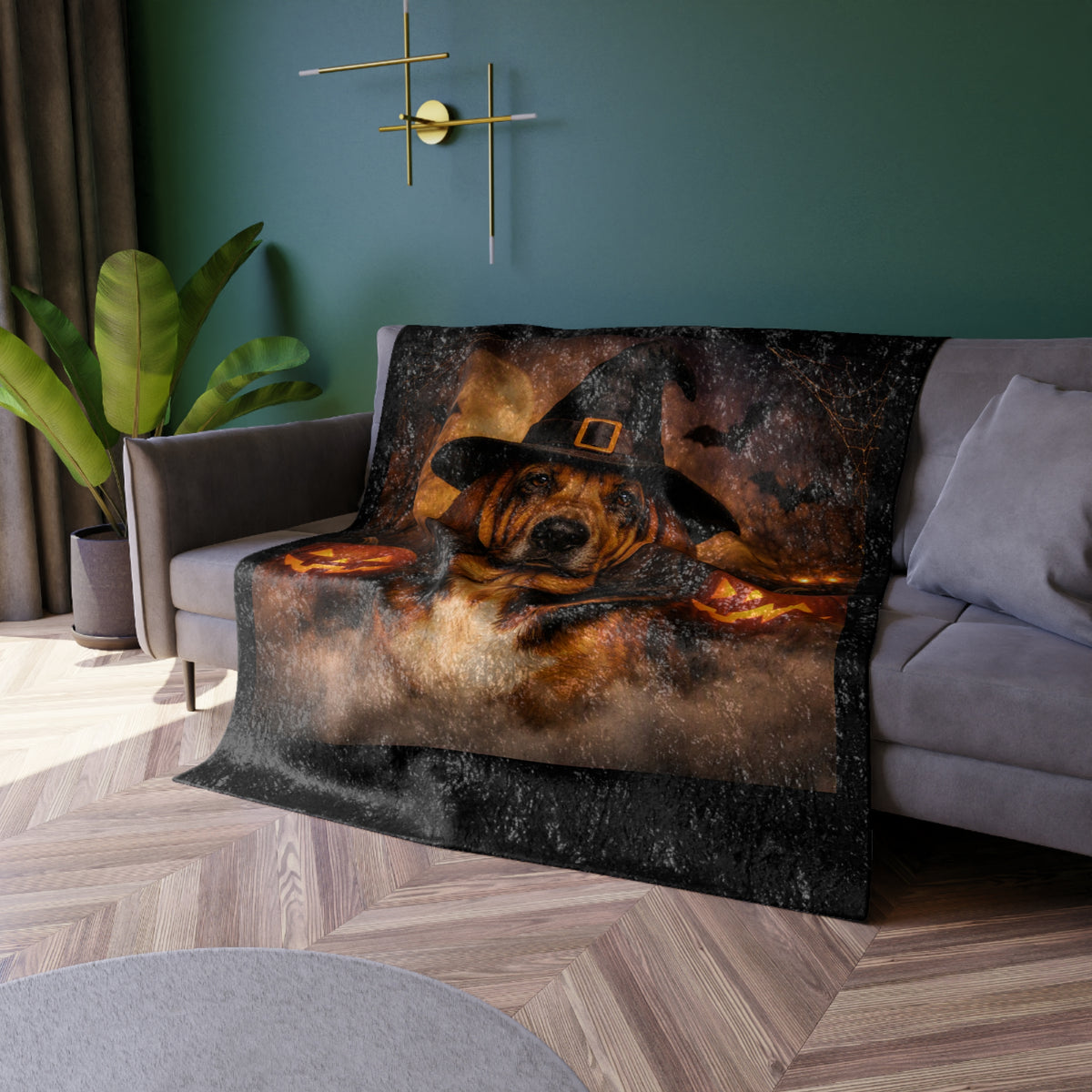 Witch Hat Pack Bloodhound Crushed Velvet Blanket