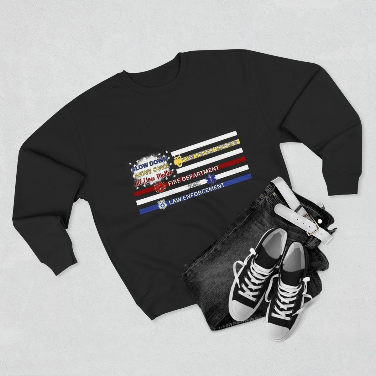 Slow Down Move Over Flag Unisex Crewneck Sweatshirt