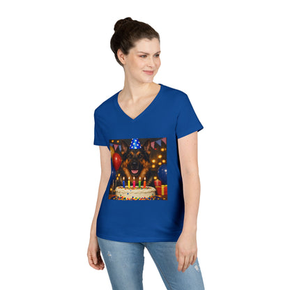 Birthday Buddy German Shepherd Women's V-Neck Tee