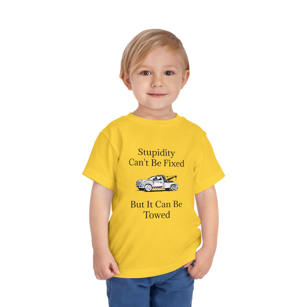Stupidity Wheel Lift Tow Truck Toddler Unisex Short Sleeve Crewneck Tee