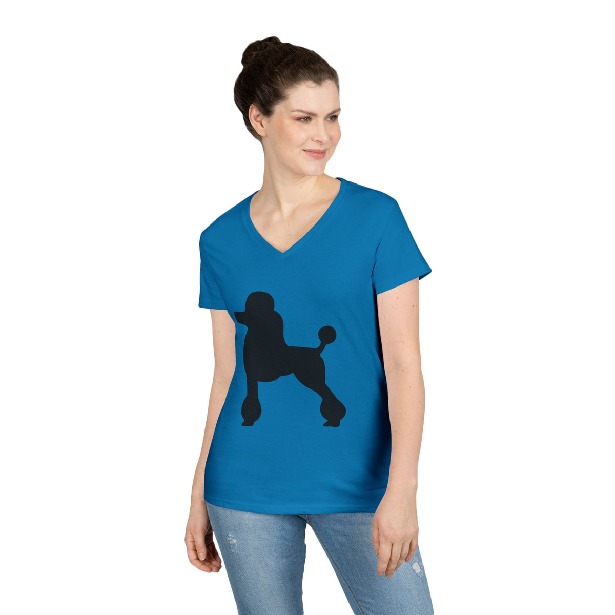Poodle Silhouette Women's V-Neck Tee