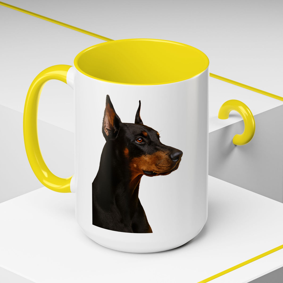 Doberman Head 2-Tone Coffee Mug