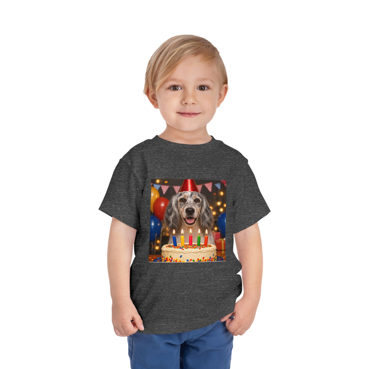 Birthday Buddy English Setter Toddler Unisex Short Sleeve Crewneck Tee