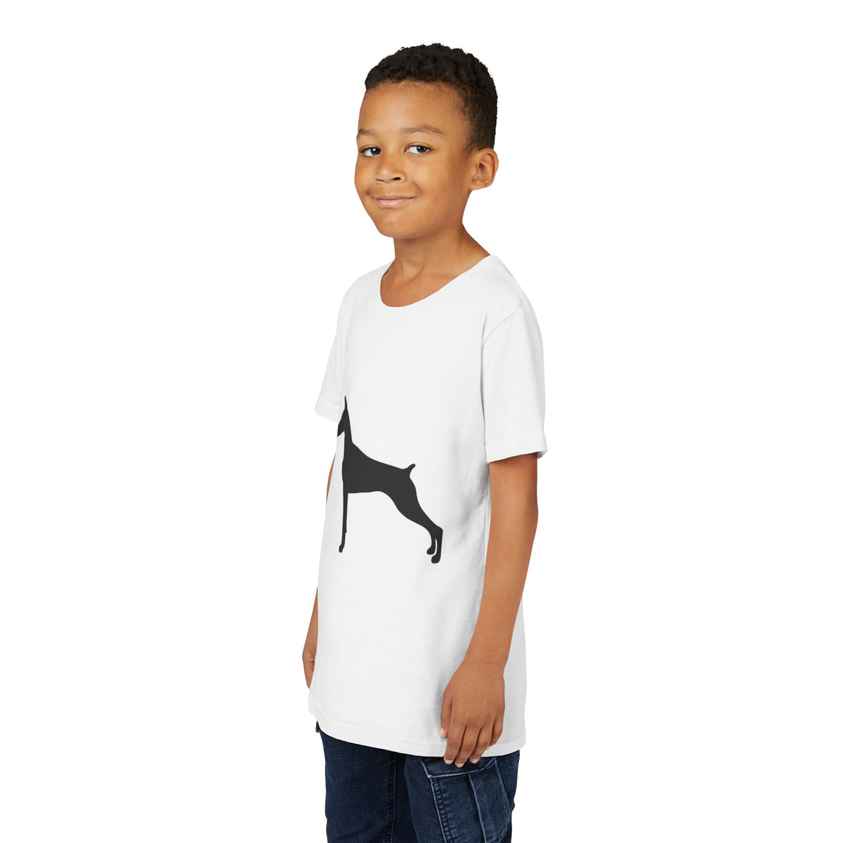 Doberman Silhouette Youth Unisex Short Sleeve Crewneck Tee