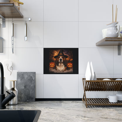 Witch Hat Pack Basset Ceramic Photo Tile
