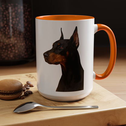 Doberman Head 2-Tone Coffee Mug