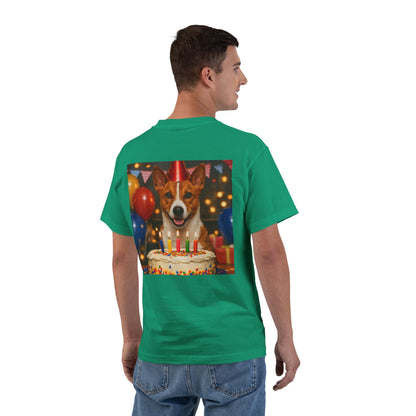 Birthday Buddy Basenji Men's Short-Sleeve Crewneck Tee