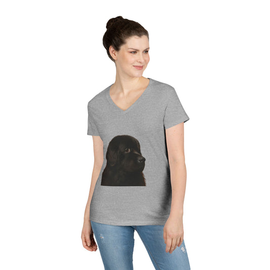 Newfie Head Women's V-Neck Tee