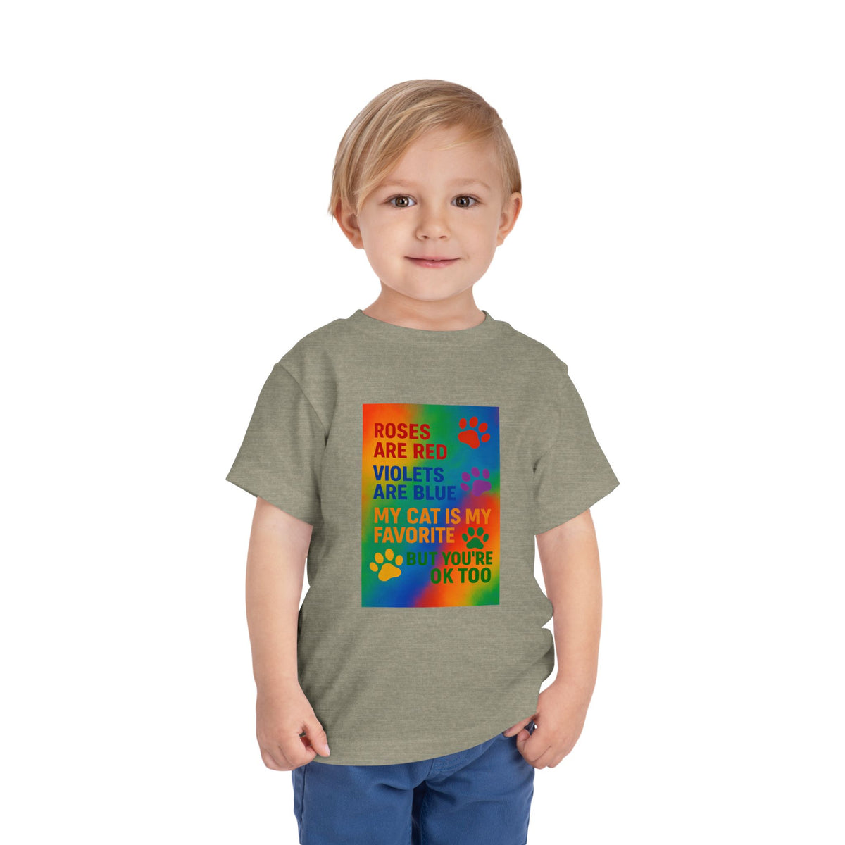 Roses Are Red Cat Toddler Unisex Short Sleeve Crewneck Tee