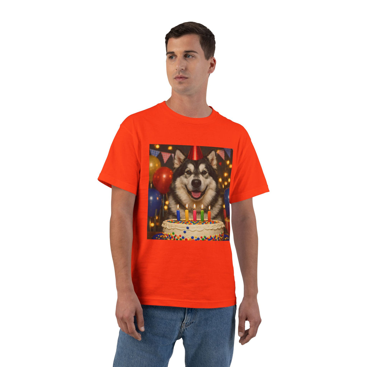 Birthday Buddy Malamute Men's Short-Sleeve Crewneck Tee