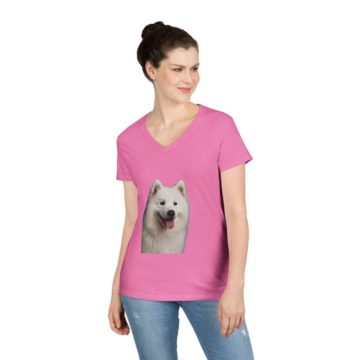 Samoyed Head Women's V-Neck Tee