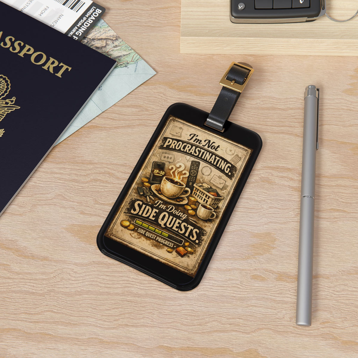 Procrastinating Leather Strap Luggage Tag